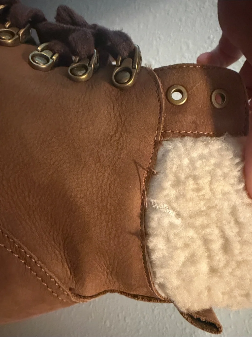 Frye Brown Leather Winter Boots with Purple Laces